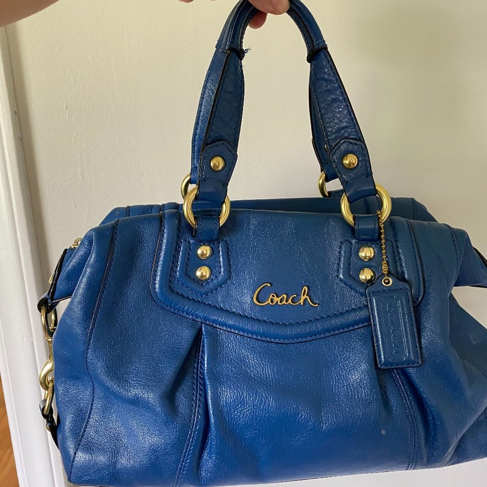 Coach Small Satchel- Blue/Gold
